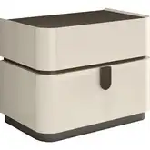 Paramount Nightstand in High Gloss Beige Lacquer & Brown Metal